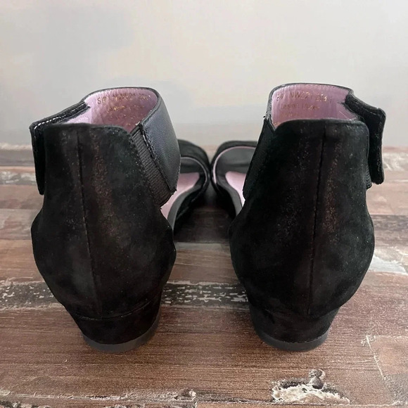 David Tate Black Low Wedge Velcro Strap Sandal Women Size 8 - Picture 9 of 9